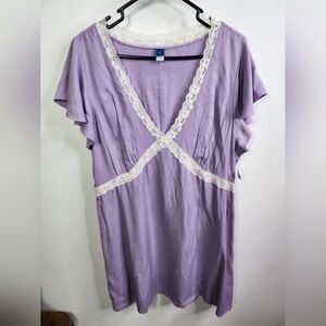 Fit & Flare Crepe Lace-Trim Mini Dress, XL, NWT, Spring Wisteria Lavendar Color